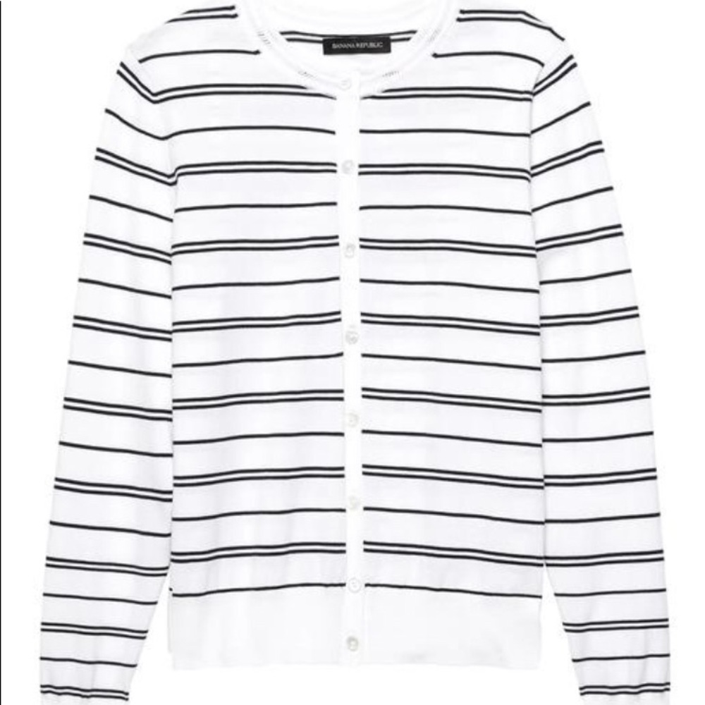 Banana Republic Black and White striped cardigan